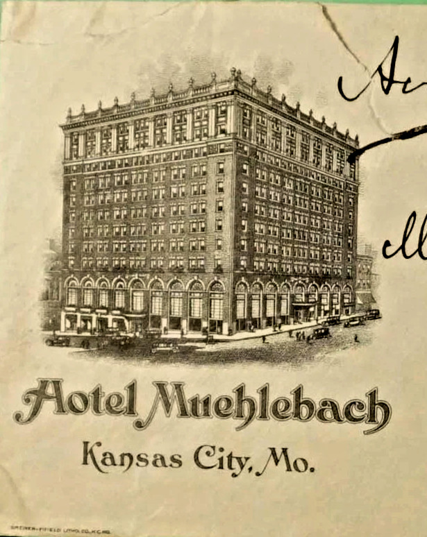 🚩💥Stamp 1935 Fancy Cancel Muehlebach Hotel Cover Airmail+Letter💥