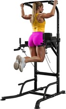 Pull Up Tower Dip Station, Adjustable Free Standing Pull Up Bar, Multi-Function