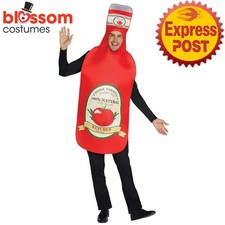 N2486 Mens Ladies Ketchup Tomato Sauce Bottle Costume Unisex Food Drink Funny