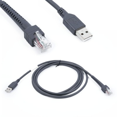 6.6ft  USB Kabel Adapter Symbol Barcode Schwarz Scanner LS1203 LS2208 LS4208  2m