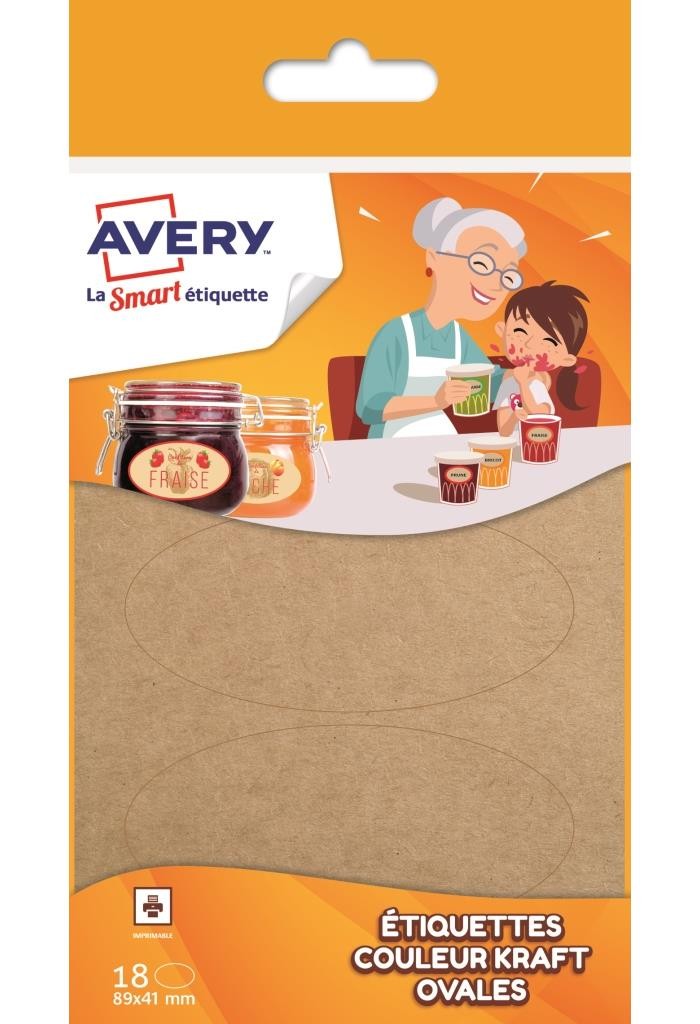 Étiquettes ovales couleur Avery OVKR18 adhésives permanentes haute visibilité