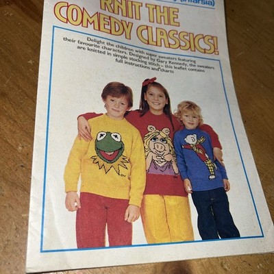 Vintage Gary Kennedy Pullover Strickanleitung: Kermit Frosch/Miss Piggy/Rupert Bär