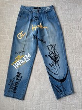 Vintage Fubu Jeans Mens 36x33 Blue Denim Harlem Globetrotters Baggy Wide Leg Y2K