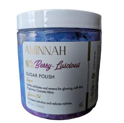 AMINNAH Skincare | Berry Luscious | Sugar Polish | Body Scrub | 8 fl oz | New