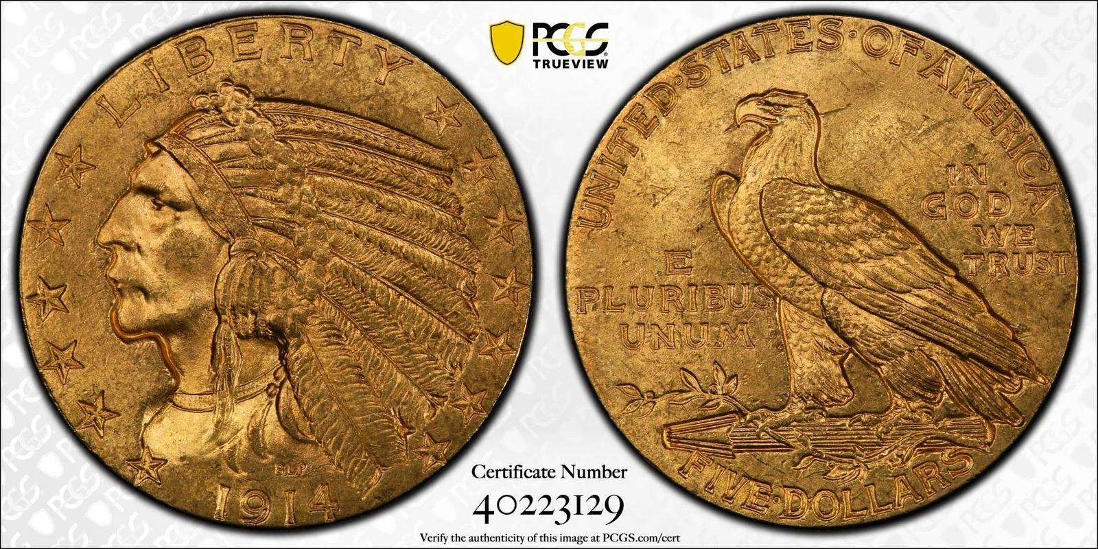 1914 $5 Indian Head PCGS MS64 (CAC)