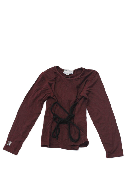 Sonia Rykiel Girls Long Sleeve Crew Neck Knit Tee Shirt Red Size 6