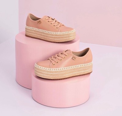 Beira Rio Women's Platform Espadrille Sneakers Lace Up Comfort Shoes