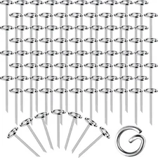 Therwen 100 Pcs Circle Top Landscape Pins Bulk Garden 4 Inch, silver 