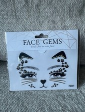Face Gems Self-Adhesive Stickers Gold/Black Heart Cat Theme 1 Face FG331 FG328