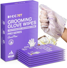 HICC PET Glove Wipes Pro  Pet Grooming Wipes for Dogs  Cats  Rinse-Free Groom