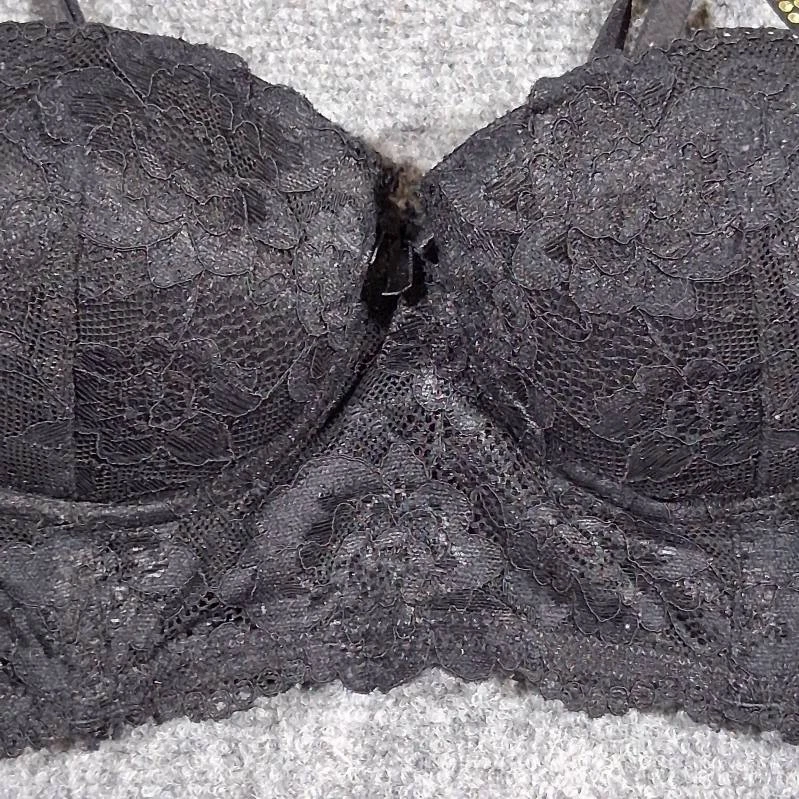 H&M Push Up Bra Black Lace Floral Underwire Padded 34B - Image 2 of 4