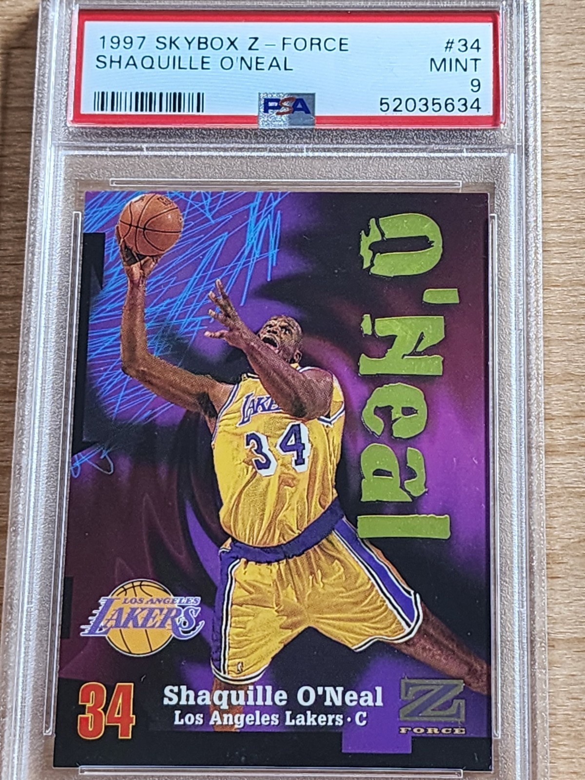1997 Skybox Z-Force #34 (PSA 9 Mint) Shaquille O'Neal (HOT Shaq Insert)