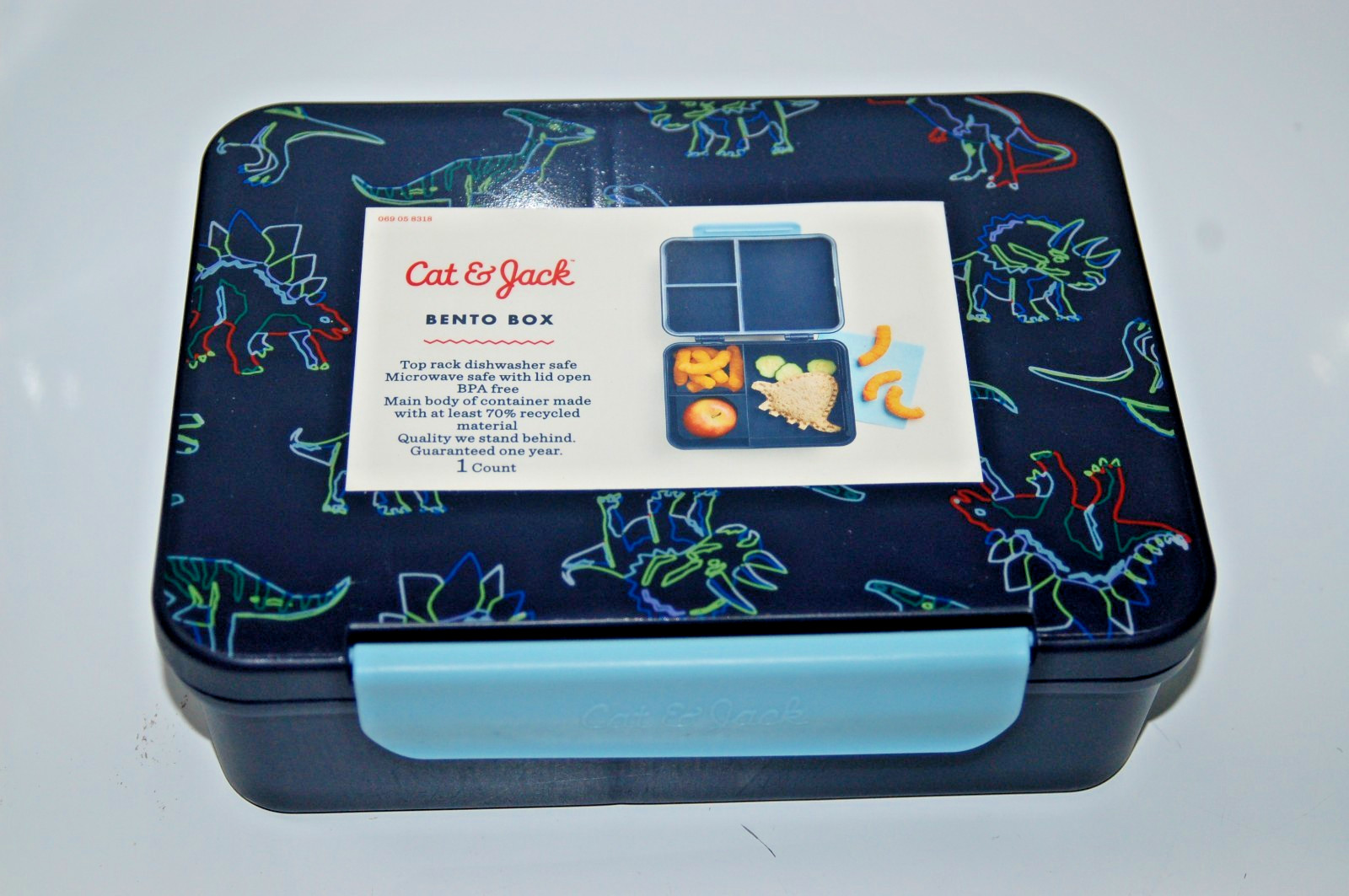 Cat & Jack Dinosaur Dino Bento Lunch Snack Box Dishwasher & Microwave Safe