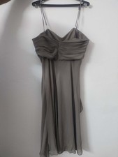 WTOO by Watters Bridesmaid Dress Sz 10 Taupe Grey Chiffon Strapless Ruffle Party