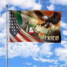 Mexican And American Flags, Large Mexican Flag, Us Mexico House Flags, 3x5 Do...
