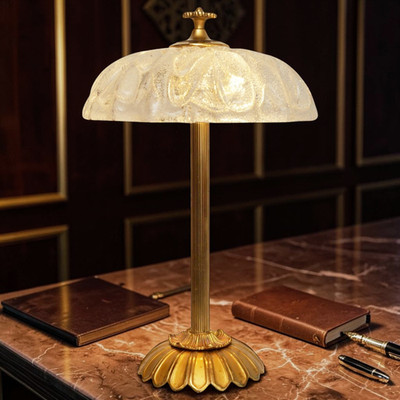 Wiener Jugendstil Coffeehouse Table Lamp Murano Brass Unique