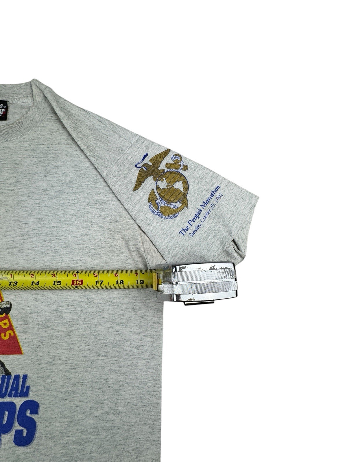 VTG The 17Th Annual Marine Corps Marathon T-Shirt Gray Large 1992 Washington DC