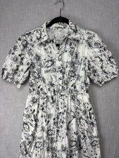 Women’s Black and White Floral Maxi Dress Size 4 by Joie Puff Sleeve