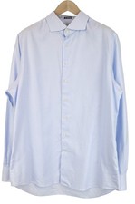 Suitsupply Men's Formal Shirt 46/18 Blue Striped Extra Slim Pure Cotton