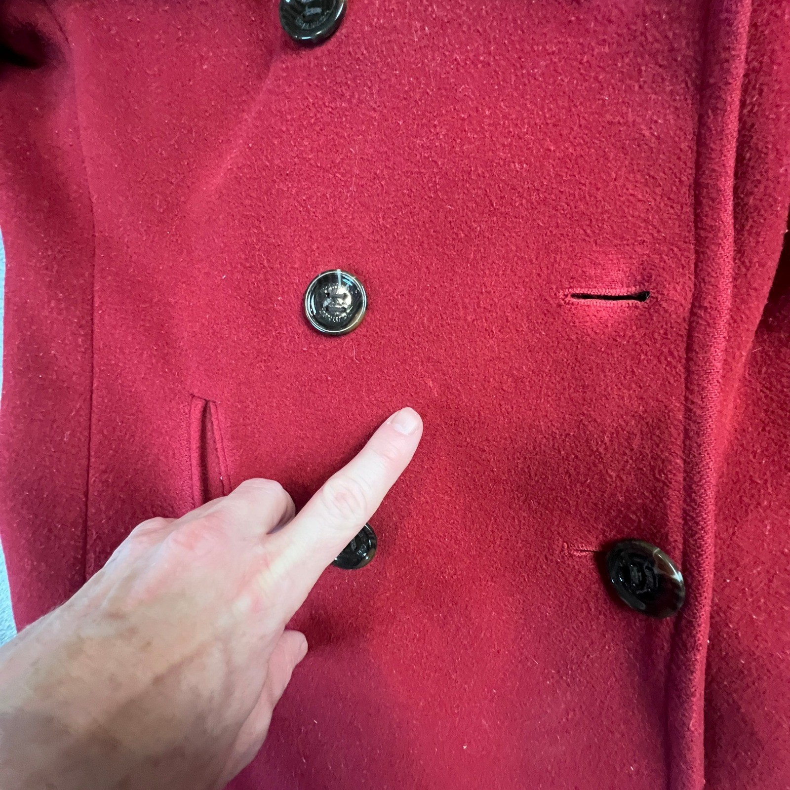 Calvin Klein Pea Coat Women's Size 4 Red Wool Cashmere Blend Double Breasted thumbnail 11