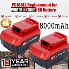 2-Pack 8.0Ah Lithium Battery for Porter Cable 18Volt PC18BLX PC18BL OR Charger