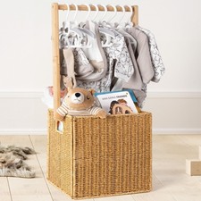 Hand-Woven Rattan Baby Shower Storage Crate - Nursery Basket for Newborns