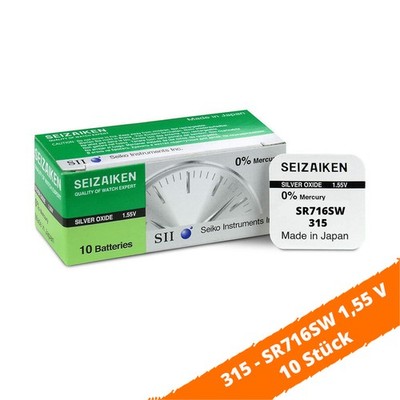 10 x SEIZAIKEN 315 SR716SW Batterie Knopfzelle SR67 280-56 RW316 1,55V Seiko Uhr