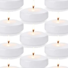 36 Pack White Floating Candles 3 inch Unscented and Non-Dripless Wax Burning ...