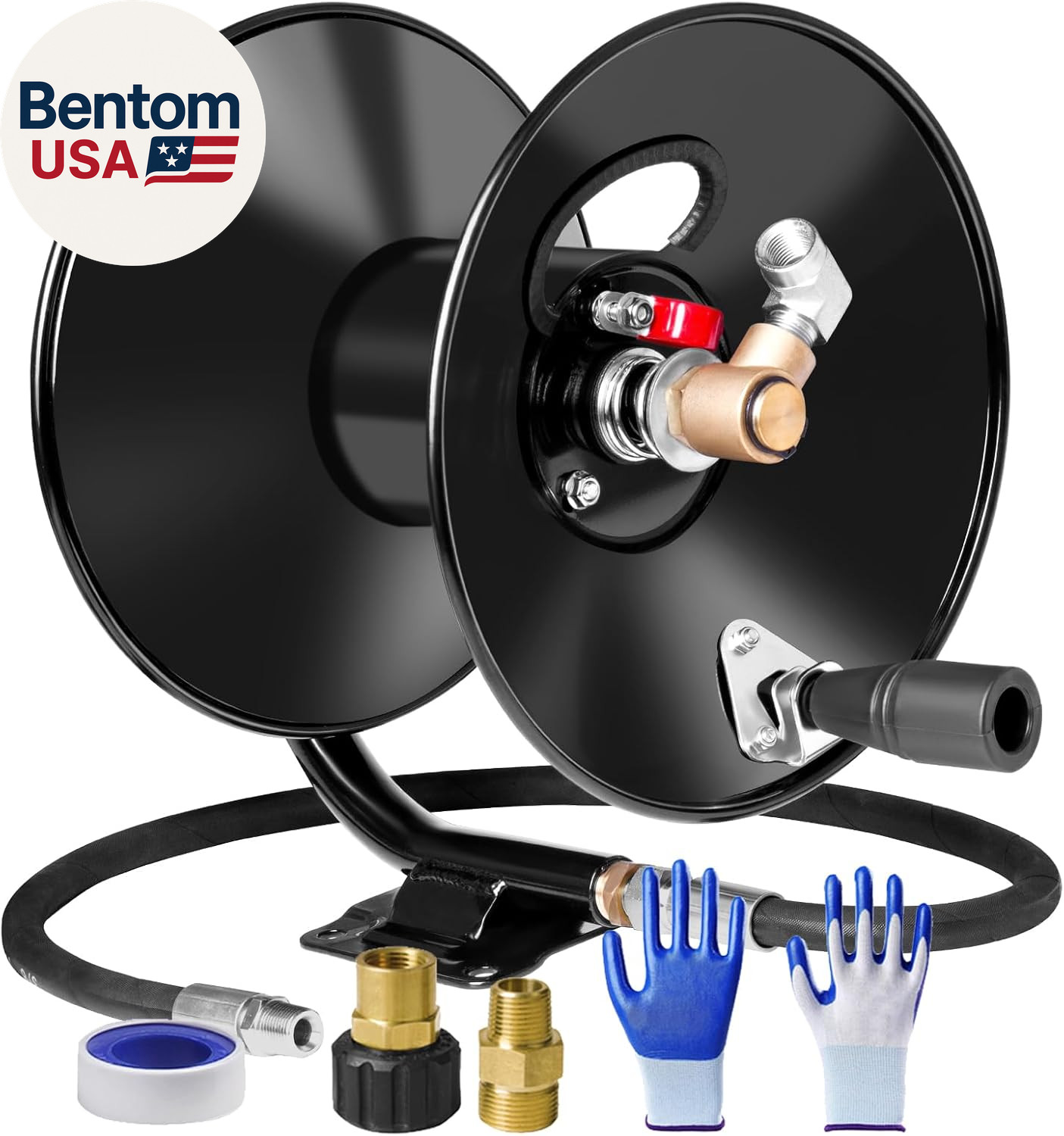 Pressure Washer Hose Reel 50Ftx3/8” / 65Ftx1/4”, 4000PSI Heavy Duty Power Washer