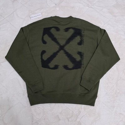 Off-White Windy Arrow Skate Crewneck Green Winter Moss Men s Sz L / Large NWOT 