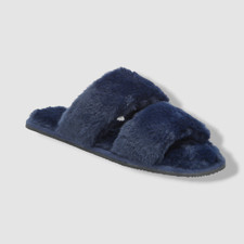Alfani Women's Blue Faux Fur Slide Boxed Slippers Shoes Size 7-8