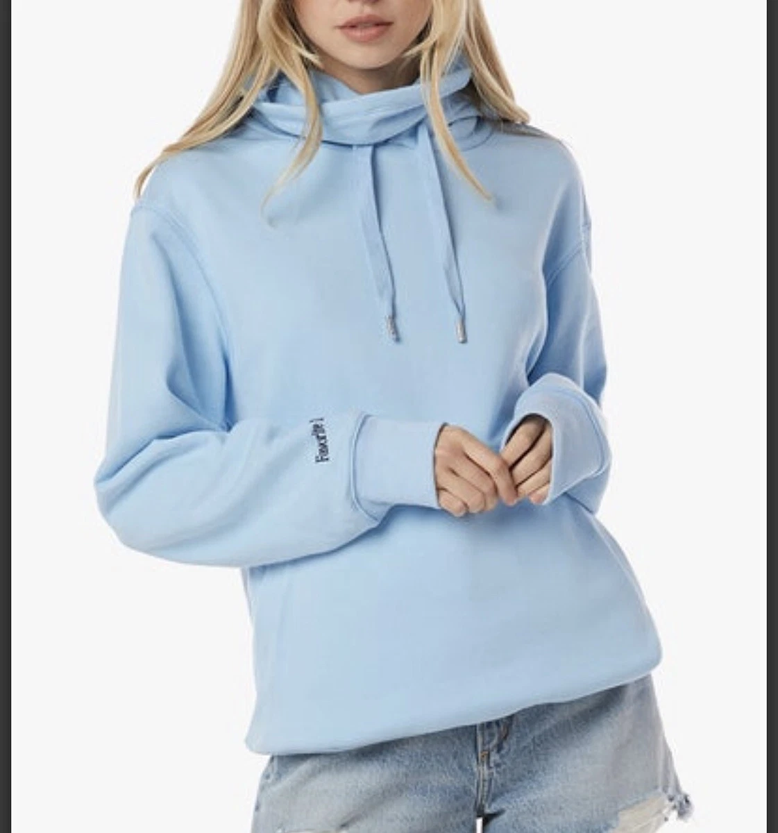 Favorite Daughter Mask Hoodie Baby Blue XS NWT