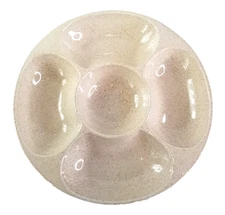 Vintage Red Wing Pottery Tan Divided Serving Tray Vegetable Relish Bowl-Mint