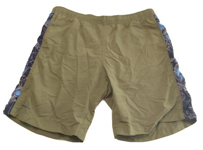 Eddie Bauer Men's Large Bathing Suit Swim Trunks Olive Green Board Shorts  EUC