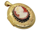 Vintage gold filled Antique Large Art Deco Cameo Charm Locket pendant
