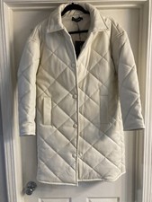 Prettylittlething LADIES CREAM Faux Leather Quilted Longline Shacket Sz XS BNWT