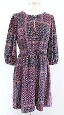 Ann Taylor Loft Floral Geometric Bandana Print Tie Waist Dress Size PM MP