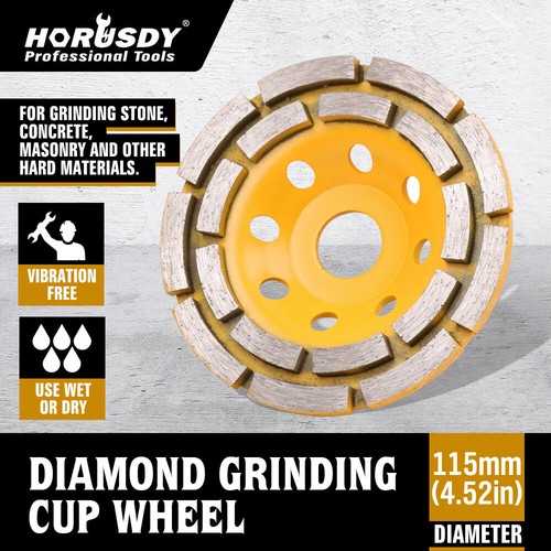 4.5" 115mm Angle Grinder Diamond Cup Grinding Wheels Double Row