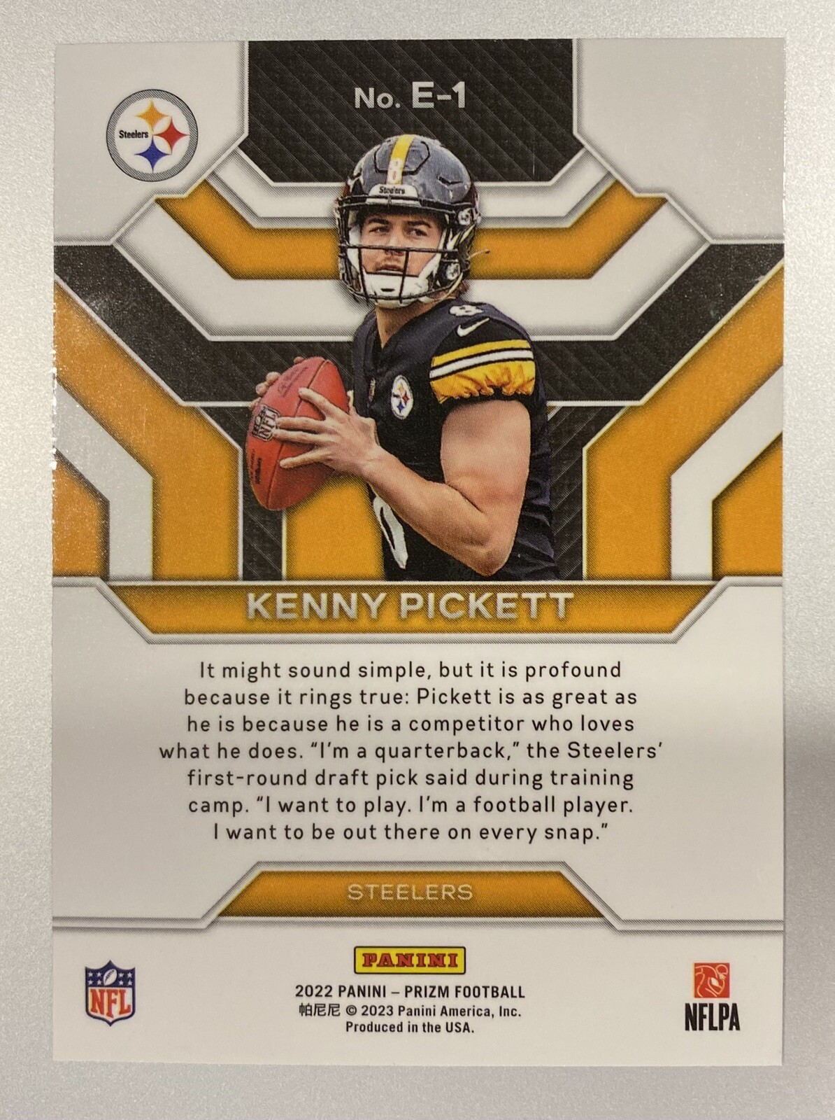 Kenny Pickett 2022 Panini Prizm Emergent Silver Prizm Rookie E1