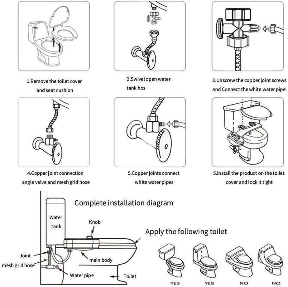 ✅ Bidet Fresh Water Spray Kit Non Electric Toilet Seat Attachment Cold Wash