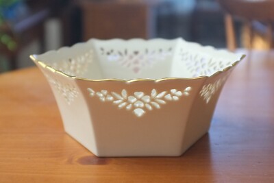 Lenox Shelburne medium size bowl hand decorated with 24K gold 