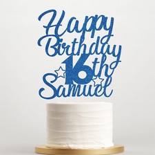 Personalised Cake Toppers, Happy Birthday Any Age Any Name, 16th 18th 20th 40th