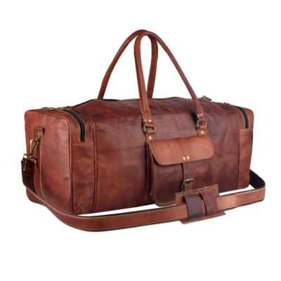Bag Leather Travel Genuine Duffel Luggage Weekend Gym New Overnight Brown