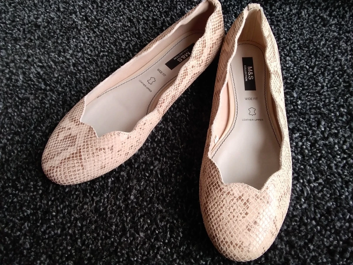 M S Collection Insolia Comfort Leather Faux Snakeskin Ballet Pumps