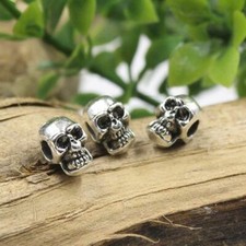 Skull Charm Bead 30pcs Punk Style Double Sides Large Hole Beads Jewelry Making