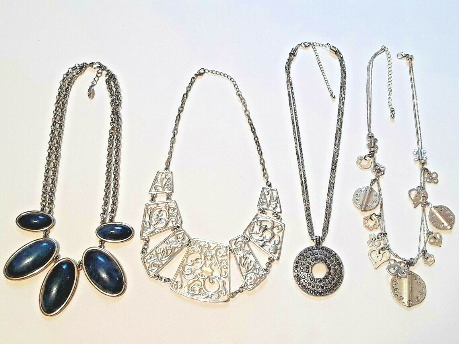 Silver tone necklaces. statement, pendant, large … - image 1