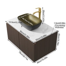 Luxury Floating Sink Set Practical Bathroom Vanity Sink w/Cabinet&Sturdy Faucet