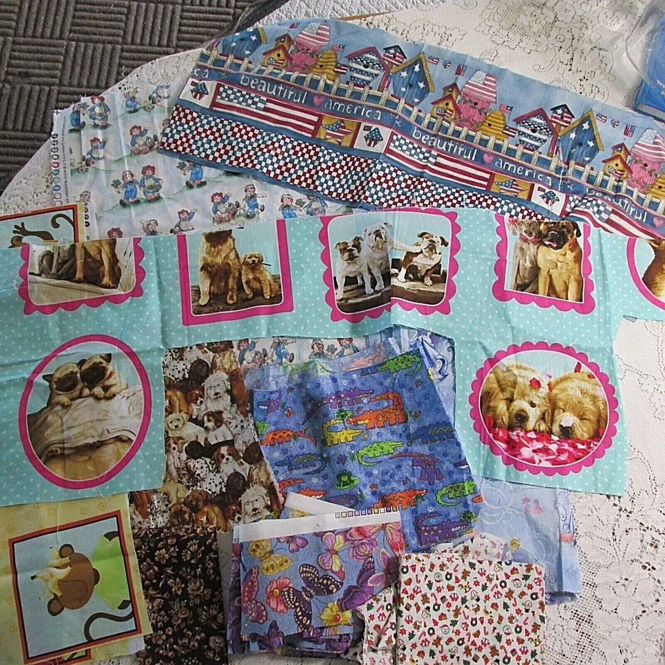 批量 织物 Rems 织物 工艺 I 间谍被子包 小狗 鱼鳄鱼 Raggedy — 第 2/4 张图片