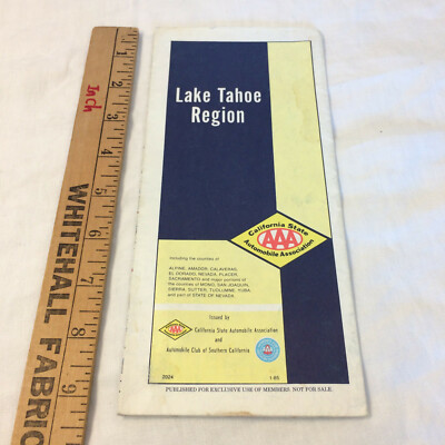 AAA California Lake Tahoe Region Map 1979 Vintage