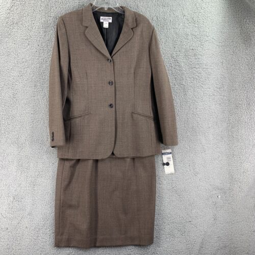 Pendleton Wool Skirt Suit Womens Size 14 Blazer Jacket Brown Modest Mature - Picture 1 of 20
